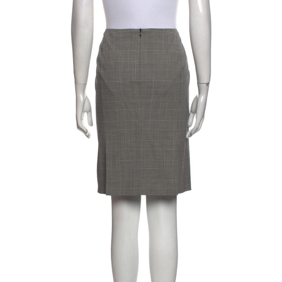 Piazza Sempione Plaid Houndstooth Virgin Wool Knee-Length Pencil Skirt IT40 US4 - Picture 3 of 12